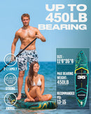 11'6×35" Super Wide Inflatable Paddle Board, Ultra Stable Stand up Paddleboards for 450Lb/3 People/Family/Big Size W/Shoulder Strap, 100L Backpack, All-Round Sup Board, US Fin