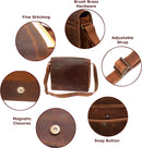 Chelsea Handmade Genuine Leather Crossbody Laptop Messenger Shoulder Bag 14 Inch Satchel for Men and Women Crazy Horse Distressed Vintage Brown