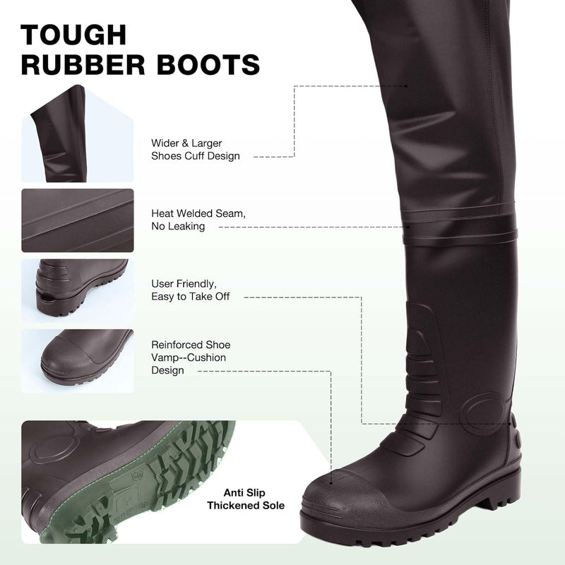 Unisex Fishing Waders 2-Ply Nylon/Pvc Chest Waders for Men, Waterproof Fishing Hunting Waders