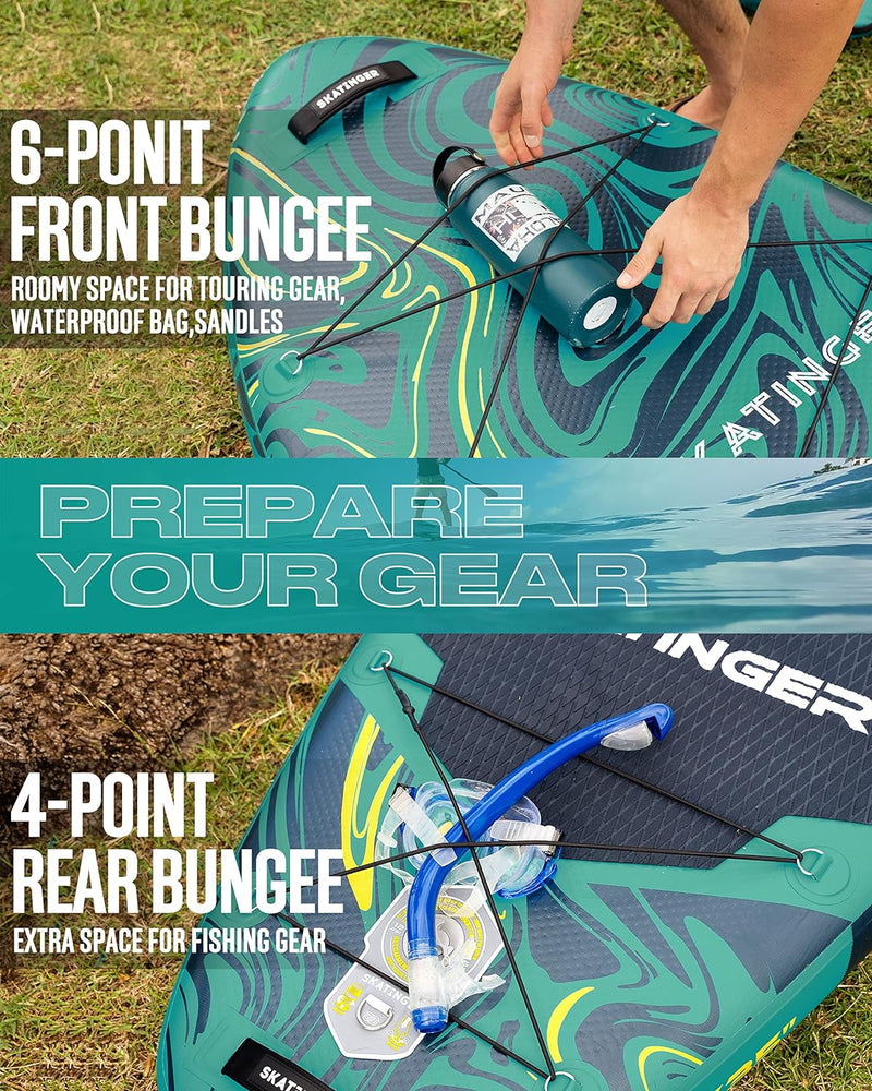 11'6×35" Super Wide Inflatable Paddle Board, Ultra Stable Stand up Paddleboards for 450Lb/3 People/Family/Big Size W/Shoulder Strap, 100L Backpack, All-Round Sup Board, US Fin