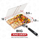 Grill Basket Set, Barbecue BBQ Grilling, Stainless Steel Folding Portable Outdoor Camping Rack for Fish, Shrimp, Vegetables, Cooking Accessories, Gifts for Dad, Husband, Friends