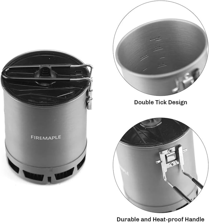 Petrel Ultralight Pot- High Efficiency Aluminum Camping and Backpacking Pot with Heat-Proof Handle, Portable and Compact