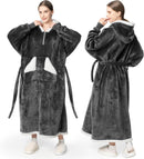 Wearable Blanket Hoodie as Gifts for Women, Long Sherpa Fleece Hooded Blankets with Oversize Hood and Pocket, Warm and Cozy Sweatshirt with Belt, Winter Gift