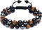 Triple Protection Bracelet, Genuine Tigers Eye Black Obsidian and Hematite 8Mm Beads Bracelet for Men Women, Crystal Jewelry Stone Bracelets Christmas Gifts for Men Bring Luck Prosperity