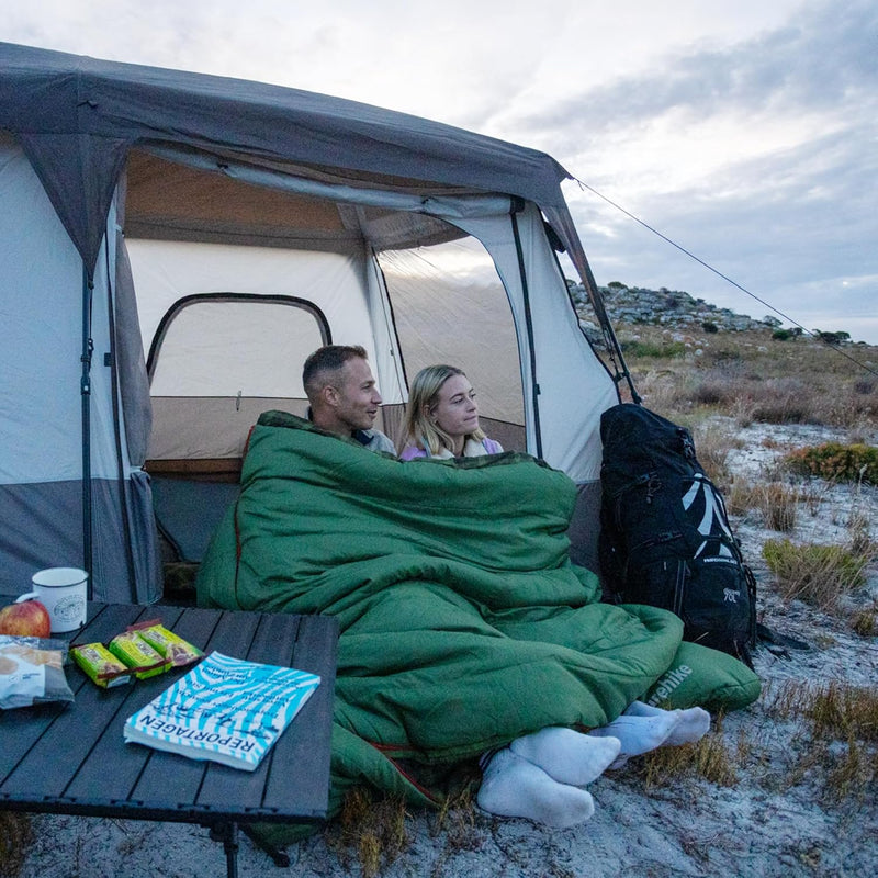0 Degree and 40 Degree Flannel Two Person Sleeping Bag with Pillows for Adults, Couples & Family, Doublewide Double Sleeping Bag 2 Person for All Seasons Camping Hiking Backpacking