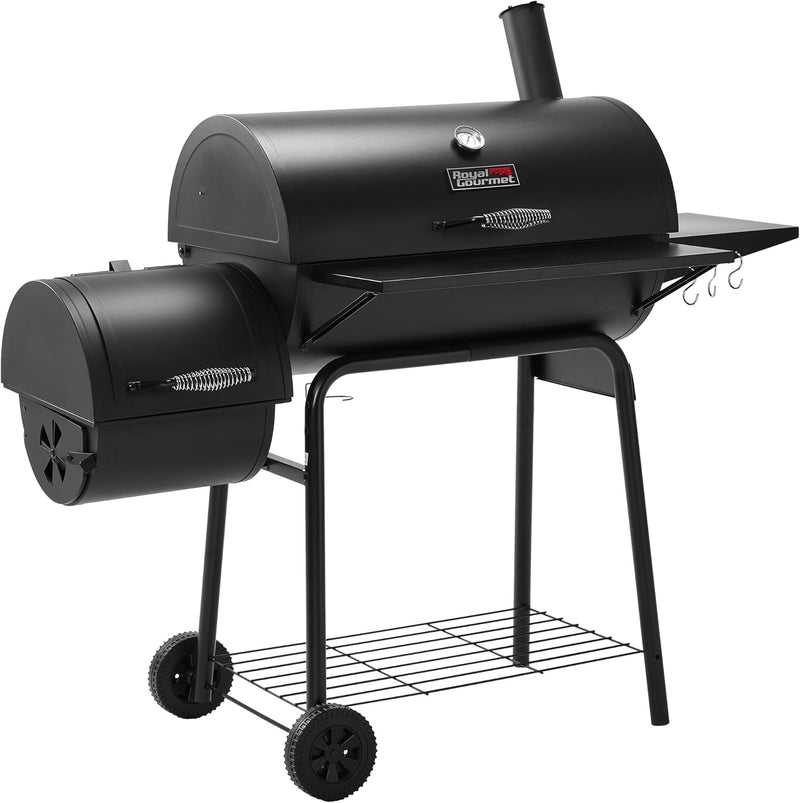CC1830S 30" BBQ Charcoal Grill and Offset Smoker | 811 Square Inch Cooking Surface, Outdoor for Camping | Black