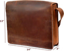 Chelsea Handmade Genuine Leather Crossbody Laptop Messenger Shoulder Bag 14 Inch Satchel for Men and Women Crazy Horse Distressed Vintage Brown