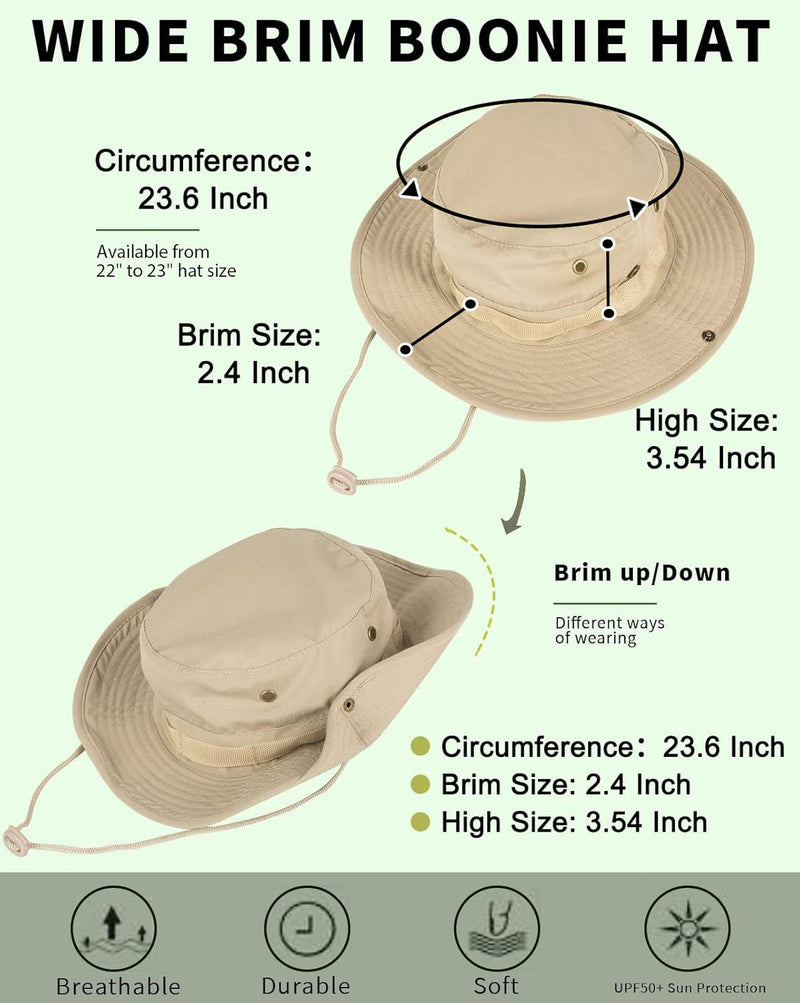Sun Hats for Men Women Bucket Hat UPF 50+ Boonie Hat Foldable UV Protection Hiking Beach Fishing Summer Safari