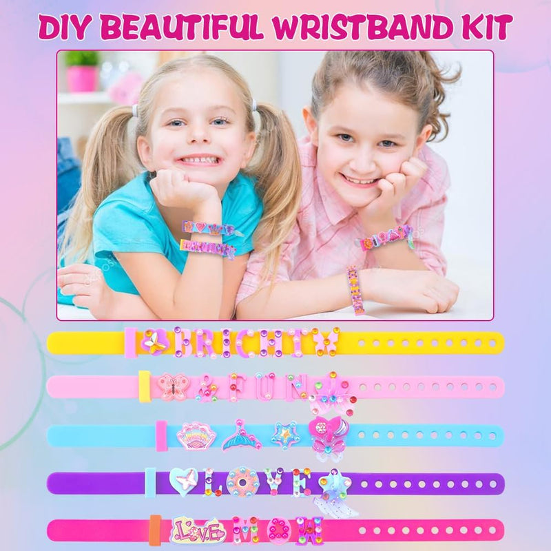 Art Craft Making Kit,Diy Bracelets Jewelry Activity Making Set with Charm Stickers Girls Kids Friendship Birthday Present Party Favor Kits for Ages 6, 7, 8, 9, 10, 11, 12