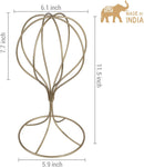 Handcrafted Modern Brass Electroplated Metal Hat Holder Stand with round Base, Decorative Tabletop Wig and Hat Display Stand, Set of 2 - Handmade in India
