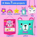 My First Sewing Kit for Beginner Kids Arts & Crafts, 7 Easy DIY Projects of Stuffed Animal Dolls and Plush Pillow Craft, Instructions & Felt, Gift for Girls, Boys, Learn to Sew, Embroidery