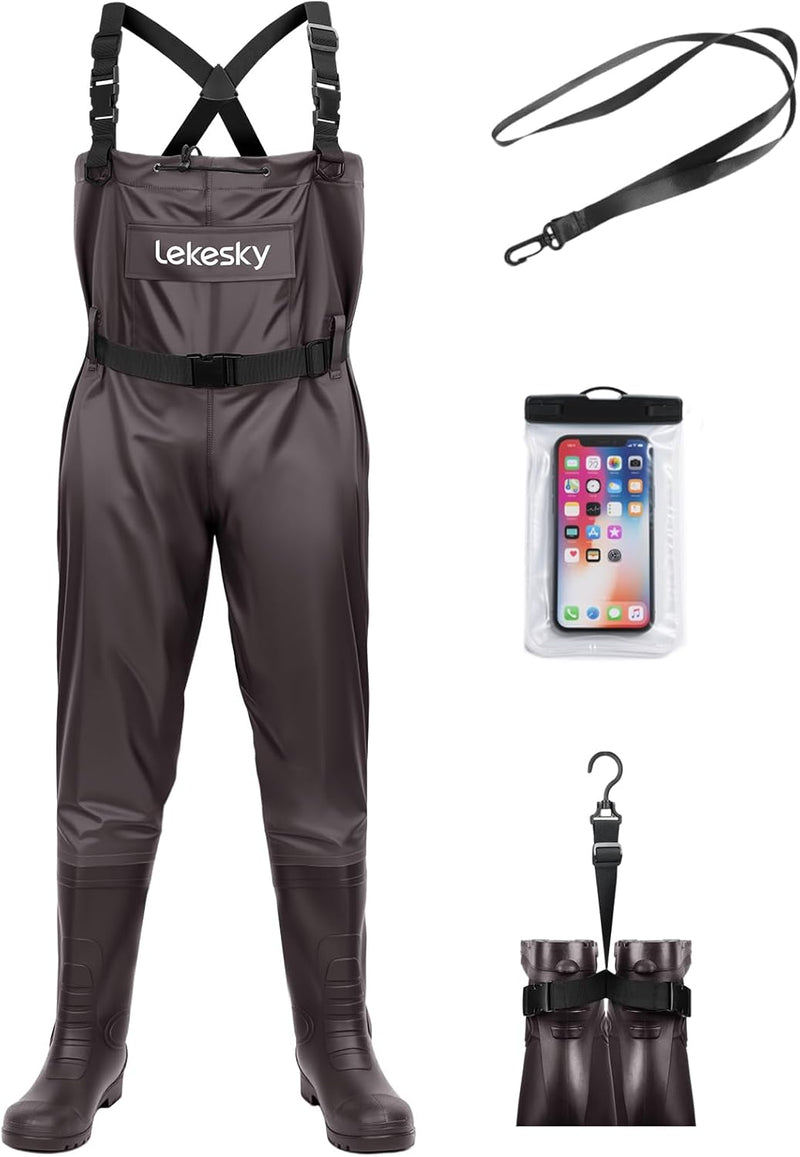 Unisex Fishing Waders 2-Ply Nylon/Pvc Chest Waders for Men, Waterproof Fishing Hunting Waders