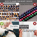 Triple Protection Bracelet, Genuine Tigers Eye Black Obsidian and Hematite 8Mm Beads Bracelet for Men Women, Crystal Jewelry Stone Bracelets Christmas Gifts for Men Bring Luck Prosperity