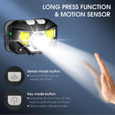 Headlamp Flashlight, Lumen Ultra-Light Bright LED Rechargeable Headlight with White Red Light, 2-Pack Waterproof Motion Sensor Head Lamp,8 Modes for Outdoor Camping Running Hiking Fishing