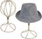 Handcrafted Modern Brass Electroplated Metal Hat Holder Stand with round Base, Decorative Tabletop Wig and Hat Display Stand, Set of 2 - Handmade in India