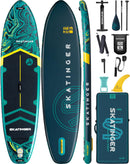 11'6×35" Super Wide Inflatable Paddle Board, Ultra Stable Stand up Paddleboards for 450Lb/3 People/Family/Big Size W/Shoulder Strap, 100L Backpack, All-Round Sup Board, US Fin