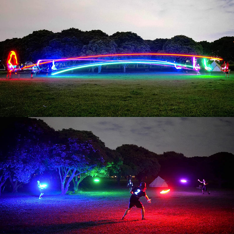 Flying Disc - 16 Million Colors RGB or 36 Leds, Extremely Bright, Smart Modes, Camping Essentials for Teens/Kids/Adults/Men/Boys/Girls, Auto Light Up, Rechargeable, Waterproof, 175G