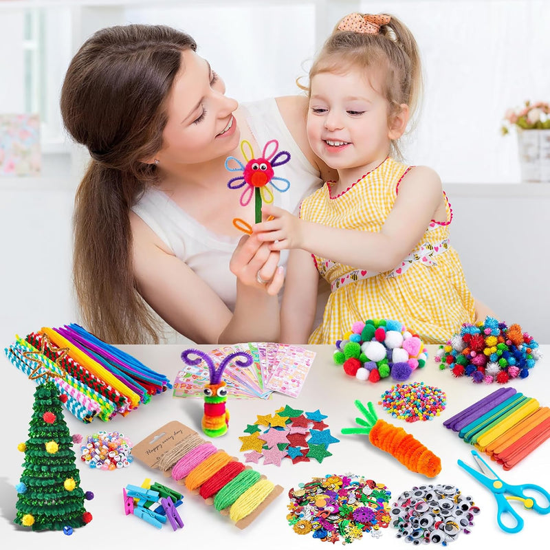 Arts and Crafts Supplies for Kids, 2000+Pcs DIY Craft Kits, Ages 6-10, Unisex, Multicolor, Modern, Includes Oxford Cloth Bag, Safetu Scissors