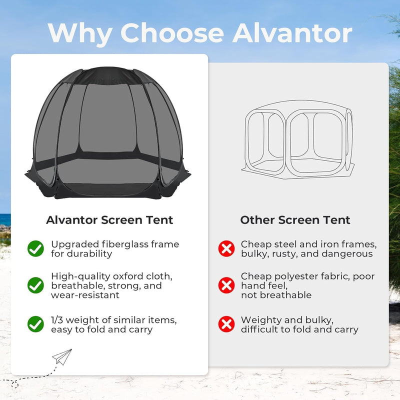 Screen House Gazebo, 6-10-15 Person Pop up Igloo Screened Canopy Tent with Mosquito Netting Sides, Instant UV Resistant Sun Shelter for Garden, Patio, Backyard