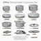 27Pcs Ceramic Cookware Set Nonstick, Pots and Pans Set Non Stick, Non Toxic Cookware, Dishwasher/Oven Safe, Rv/Camping Cookware Set, Pan and Pot with Kitchen Utensils, Dark Gray