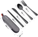 Travel Utensils with Case,  Portable Silverware Set for Work, Stainless Steel Reusable Travel Cutlery Set, Fork and Spoon Set for Camping, Picnic, Gadgets, Lunch Box for Men, Black
