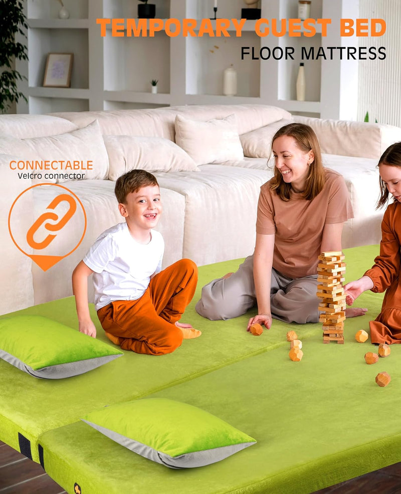 4 Inch  Extra Thick Memory Foam Camping Mattress, Roll up Floor Sleeping Mat Camp Cot Mattress Pad Travel Camping Couch Bed for Guest Adults Side Sleepers