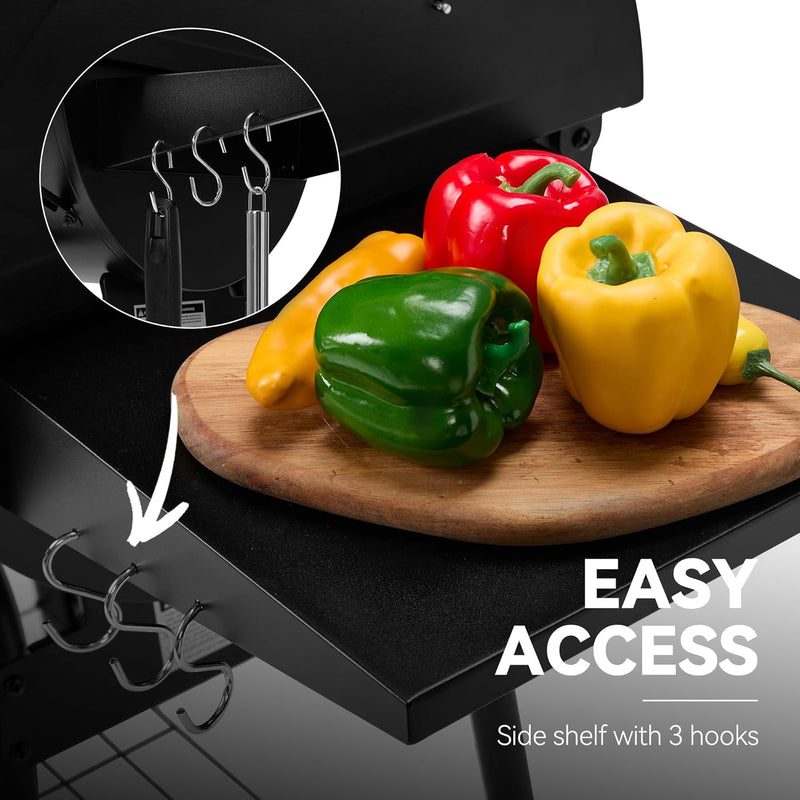 CC1830S 30" BBQ Charcoal Grill and Offset Smoker | 811 Square Inch Cooking Surface, Outdoor for Camping | Black