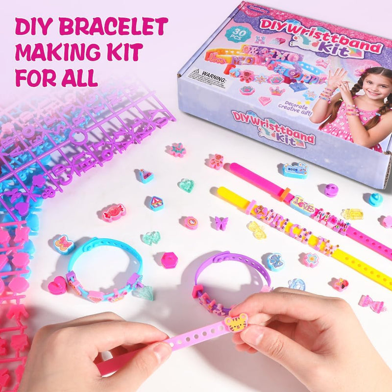 Art Craft Making Kit,Diy Bracelets Jewelry Activity Making Set with Charm Stickers Girls Kids Friendship Birthday Present Party Favor Kits for Ages 6, 7, 8, 9, 10, 11, 12