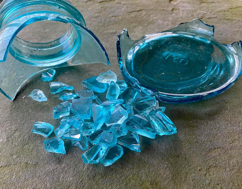 Handmade Vintage Lace Necklace, Recycled Vintage Bottle Glass, Sterling Silver, Eco Friendly, Made in USA, Birthday Gifts, Mothers Day, Women, Anniversary (Mason Jar (Aqua))