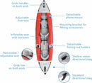 68309EP Excursion Pro K2 Inflatable Kayak Set: Includes Deluxe 86In Kayak Paddles and High-Output Pump – Supertough PVC – Adjustable Bucket Seat – 2-Person – 400Lb Weight Capacity
