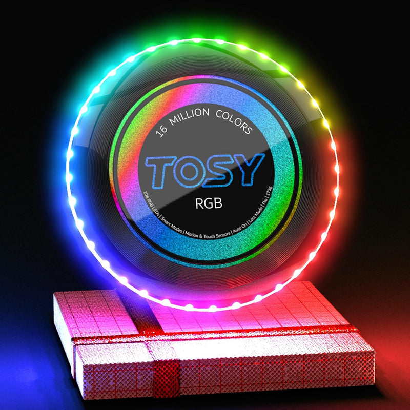 Flying Disc - 16 Million Colors RGB or 36 Leds, Extremely Bright, Smart Modes, Camping Essentials for Teens/Kids/Adults/Men/Boys/Girls, Auto Light Up, Rechargeable, Waterproof, 175G