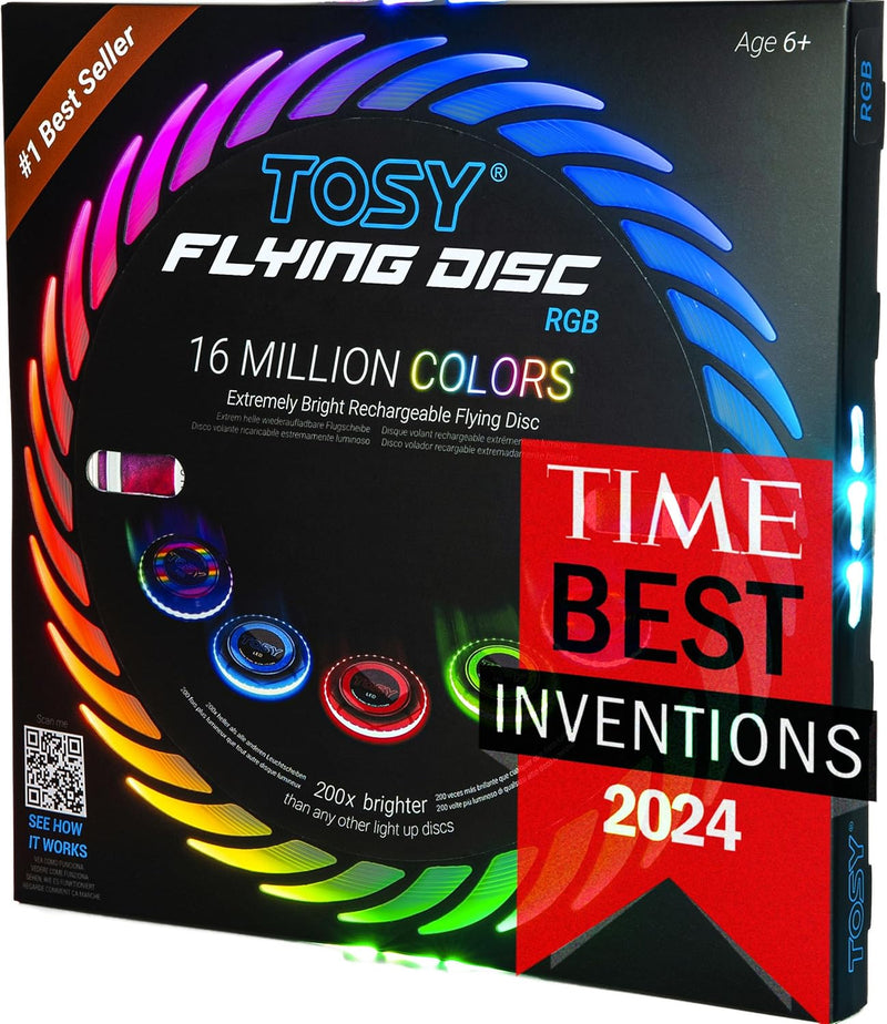 Flying Disc - 16 Million Colors RGB or 36 Leds, Extremely Bright, Smart Modes, Camping Essentials for Teens/Kids/Adults/Men/Boys/Girls, Auto Light Up, Rechargeable, Waterproof, 175G