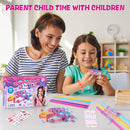 Art Craft Making Kit,Diy Bracelets Jewelry Activity Making Set with Charm Stickers Girls Kids Friendship Birthday Present Party Favor Kits for Ages 6, 7, 8, 9, 10, 11, 12