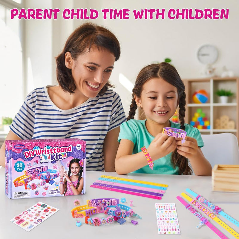 Art Craft Making Kit,Diy Bracelets Jewelry Activity Making Set with Charm Stickers Girls Kids Friendship Birthday Present Party Favor Kits for Ages 6, 7, 8, 9, 10, 11, 12