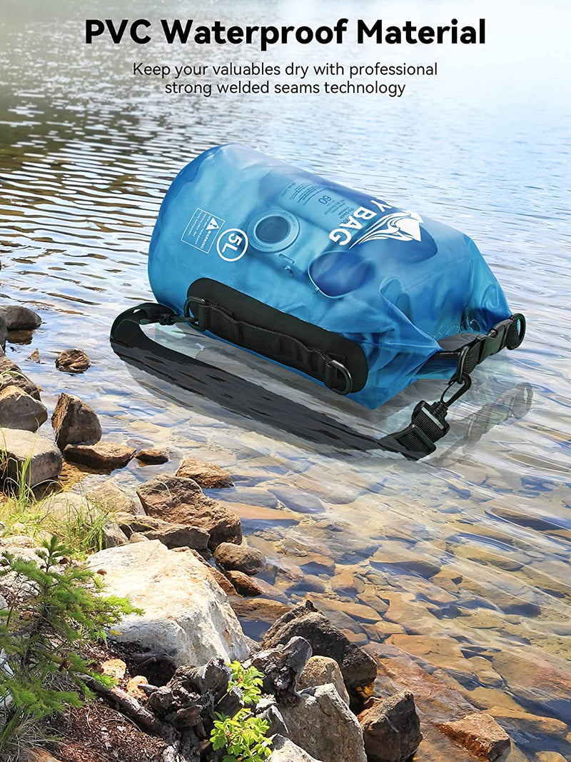 Dry Bag Waterproof for Women Men, 5L/10L/20L/30L/40L Roll Top Lightweight Dry Storage Bag Backpack with Phone Case for Travel Swimming Boating Kayaking Paddle Board Camping Beach Accessories