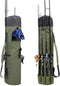 Durable Canvas Fishing Rod & Reel Organizer Bag Travel Carry Case Bag- Holds 5 Poles & Tackle