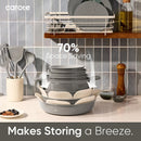 27Pcs Ceramic Cookware Set Nonstick, Pots and Pans Set Non Stick, Non Toxic Cookware, Dishwasher/Oven Safe, Rv/Camping Cookware Set, Pan and Pot with Kitchen Utensils, Dark Gray