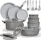 27Pcs Ceramic Cookware Set Nonstick, Pots and Pans Set Non Stick, Non Toxic Cookware, Dishwasher/Oven Safe, Rv/Camping Cookware Set, Pan and Pot with Kitchen Utensils, Dark Gray