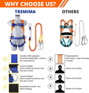Safety Harness Fall Protection Kit: Full Body Roofing Harnesses with Shock Absorbing Lanyard - Updated Comfortable Waist Pad