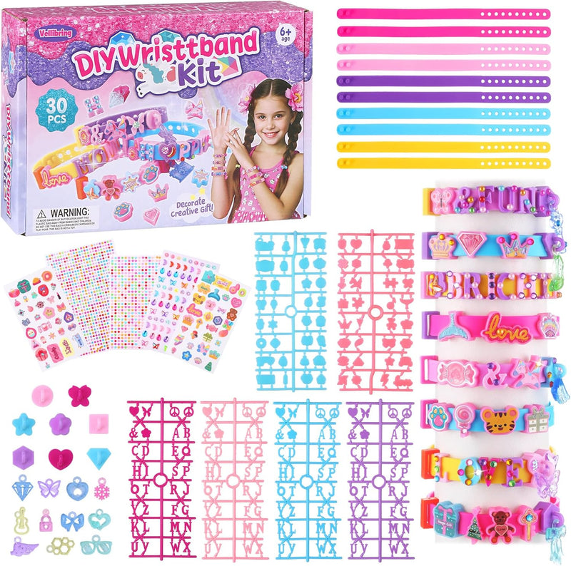 Art Craft Making Kit,Diy Bracelets Jewelry Activity Making Set with Charm Stickers Girls Kids Friendship Birthday Present Party Favor Kits for Ages 6, 7, 8, 9, 10, 11, 12