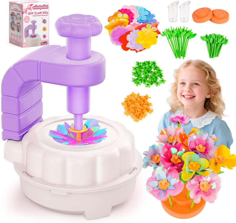 Toys for Girls 3 4 5 6 7 8 9 10 Years Old, DIY Craft Kits for Kids, Fabric Flower Bouquets for Girls Gifts, Educational Learning Detective Toys for Toddler Kids,Birthdays Gifts (Purple)