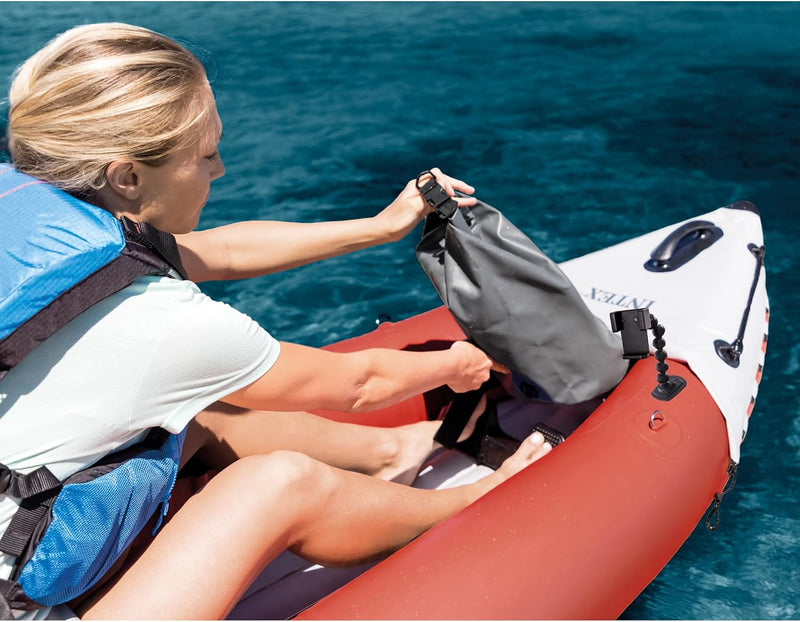68309EP Excursion Pro K2 Inflatable Kayak Set: Includes Deluxe 86In Kayak Paddles and High-Output Pump – Supertough PVC – Adjustable Bucket Seat – 2-Person – 400Lb Weight Capacity