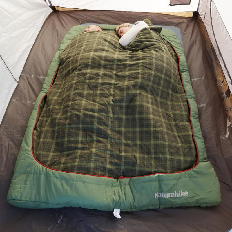0 Degree and 40 Degree Flannel Two Person Sleeping Bag with Pillows for Adults, Couples & Family, Doublewide Double Sleeping Bag 2 Person for All Seasons Camping Hiking Backpacking