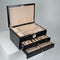 Jewelry Box with Fingerprint Lock, Black Wood Piano Lacquer Jewellery Organizer Storage Box with Drawer, 3-Layer Full Lockable, for Women or Men'S Gift