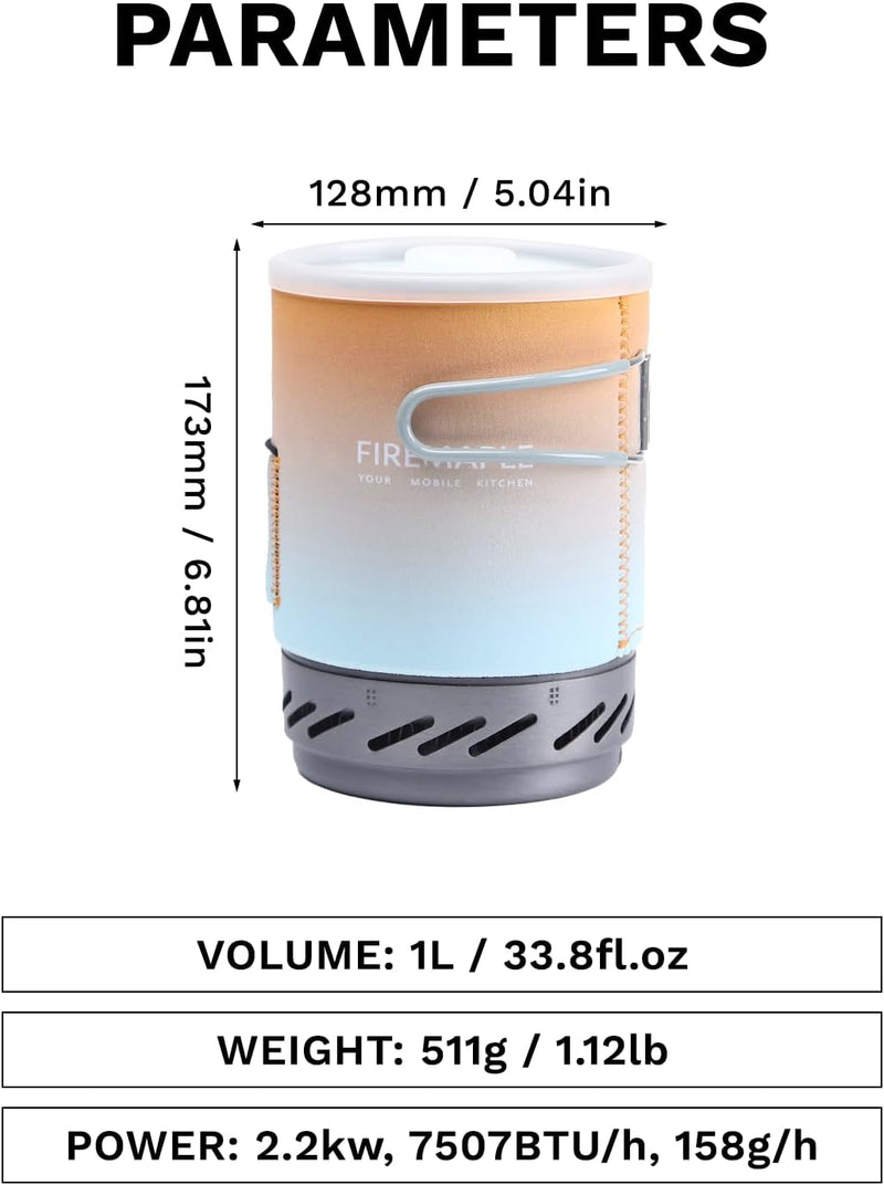 "Fixed Star 1" Personal Cooking System | Pot/Jet Burner Stove System with Electric Ignition | Ideal for Hiking, Camping, Backpacking, Fishing, Hunting Trips and Emergency Use Multi