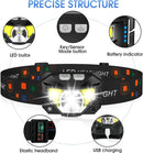 Headlamp Flashlight, Lumen Ultra-Light Bright LED Rechargeable Headlight with White Red Light, 2-Pack Waterproof Motion Sensor Head Lamp,8 Modes for Outdoor Camping Running Hiking Fishing